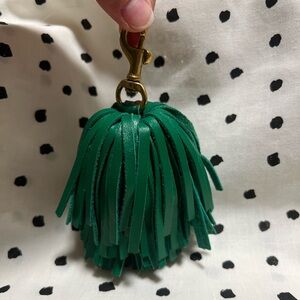 💚 Clare V Green Leather Pom Pom Tassel